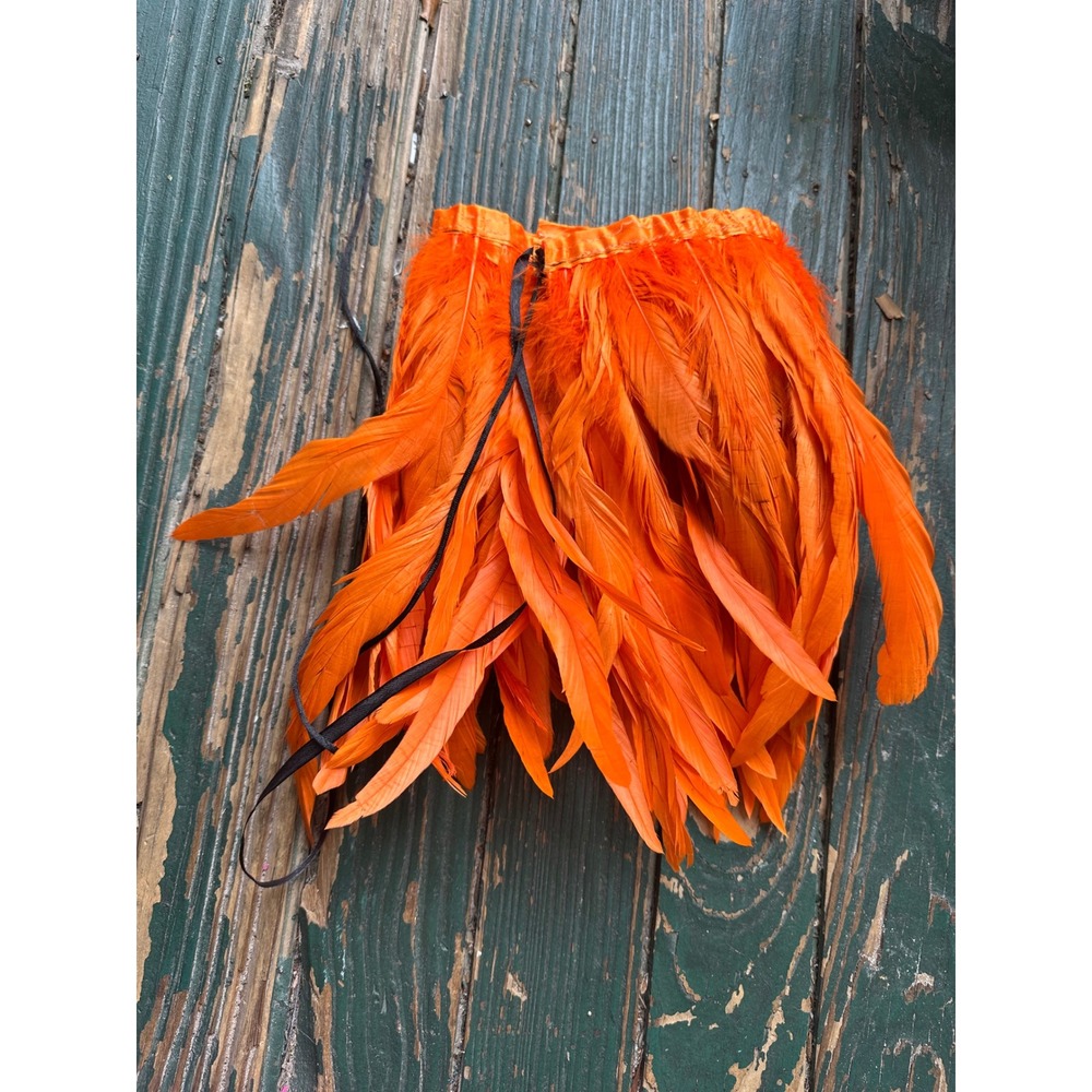 Vibrant Orange Feather Trim Costume Fringe Ribbon Ties 12 Inch Craft Supply